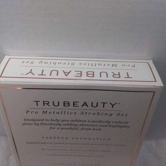 Trubeauty Pro Metallics Brushes Set of 3 Makeup Strobing Highlighting New OOS - Picture 5 of 5